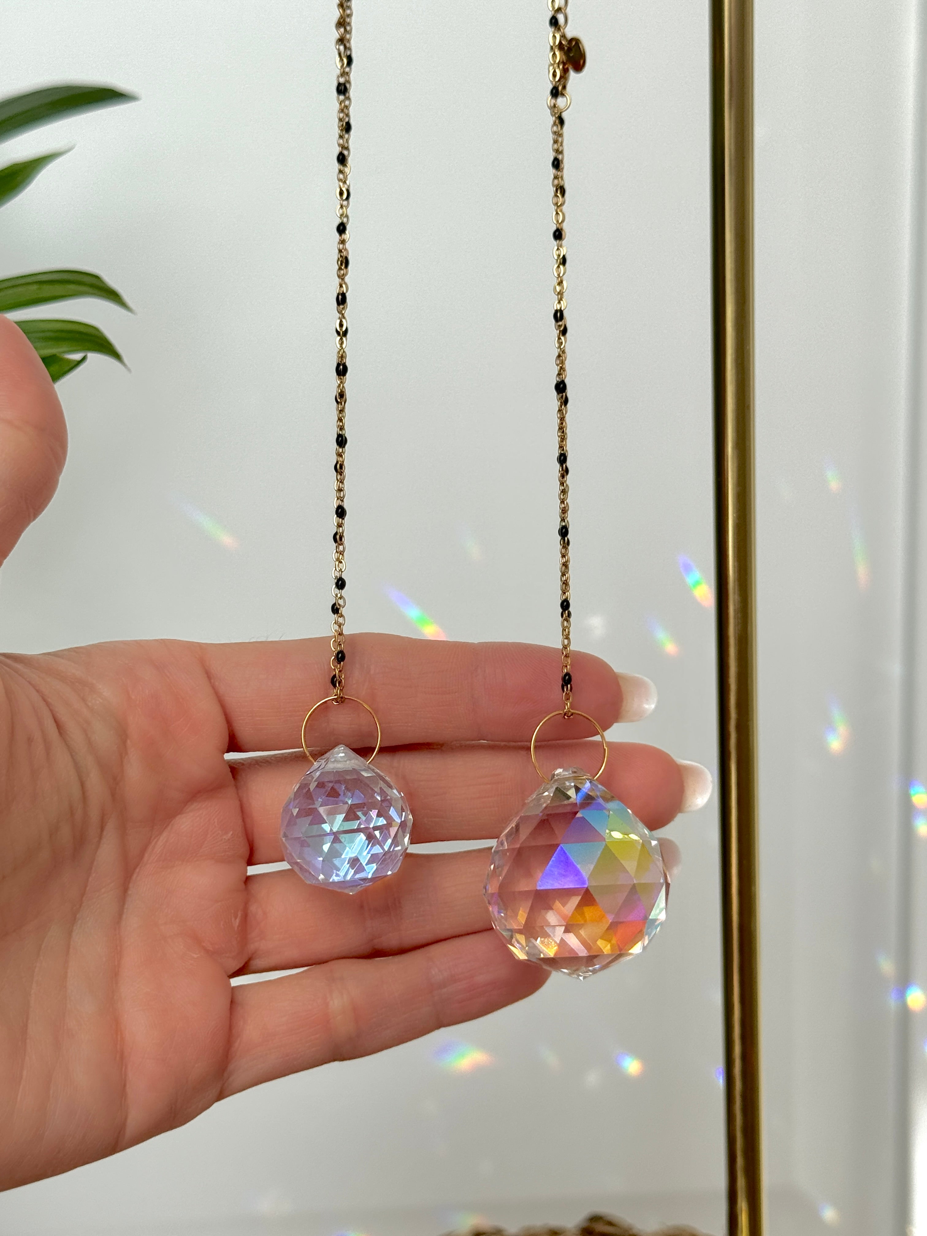 Premium Crystal Car Suncatcher  –  Rearview Mirror Rainbow Charm
