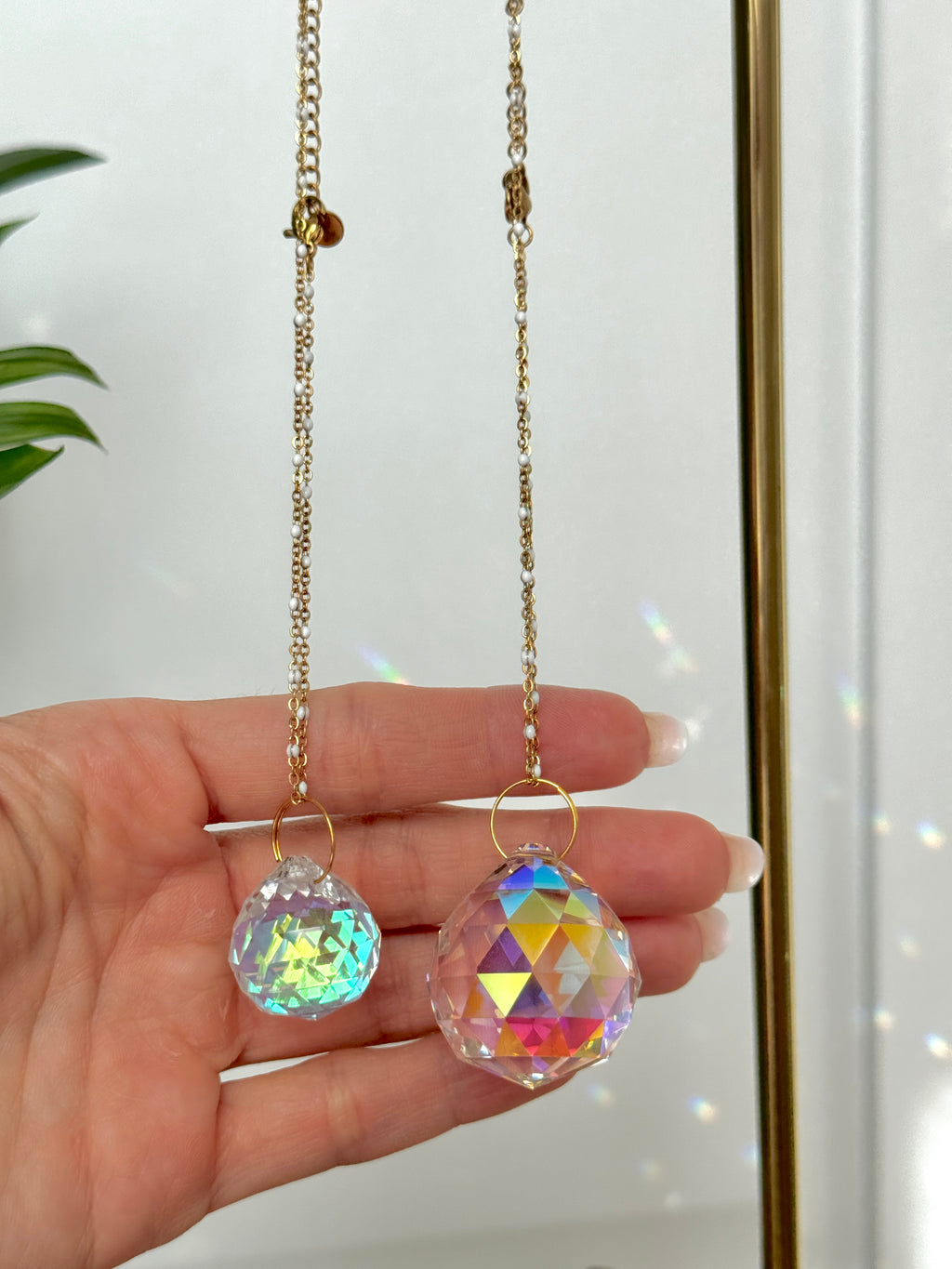 Premium Crystal Car Suncatcher  –  Rearview Mirror Rainbow Charm