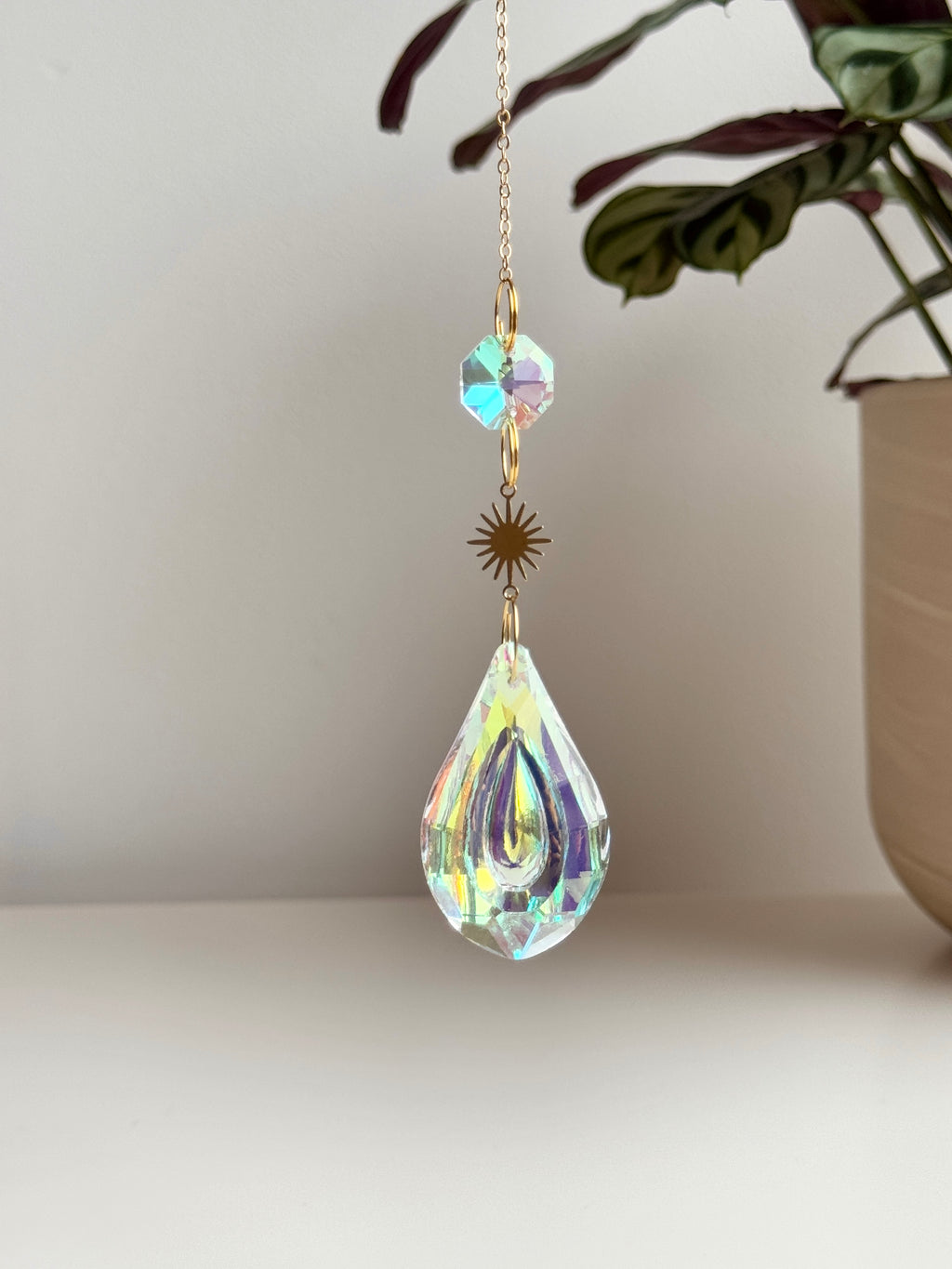 'Celestial Droplet' – Teardrop Crystal Prism Suncatcher